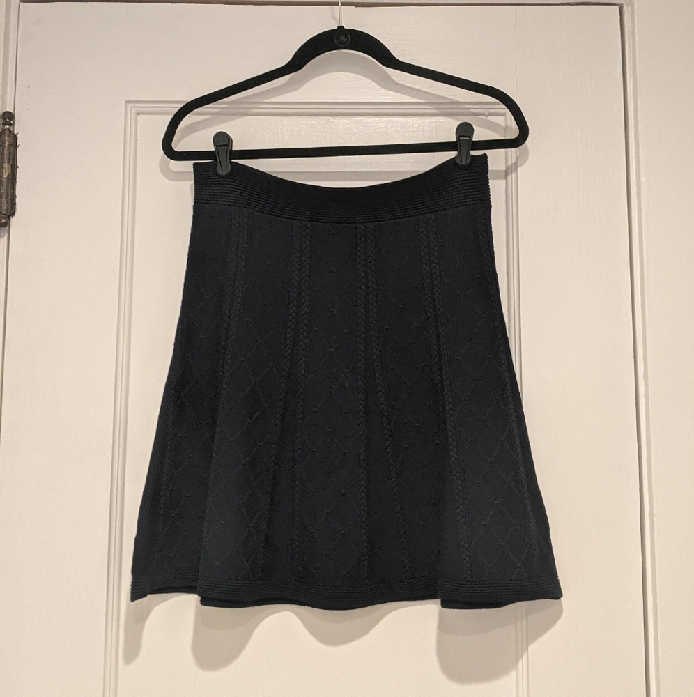 Brooks Brothers Red Fleece Navy Knitted Flare Skirt Size M